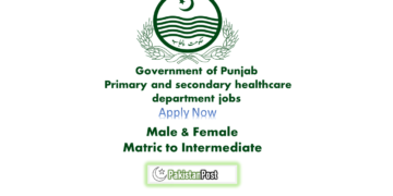 Punjab Primary and secondary healthcare department jobs